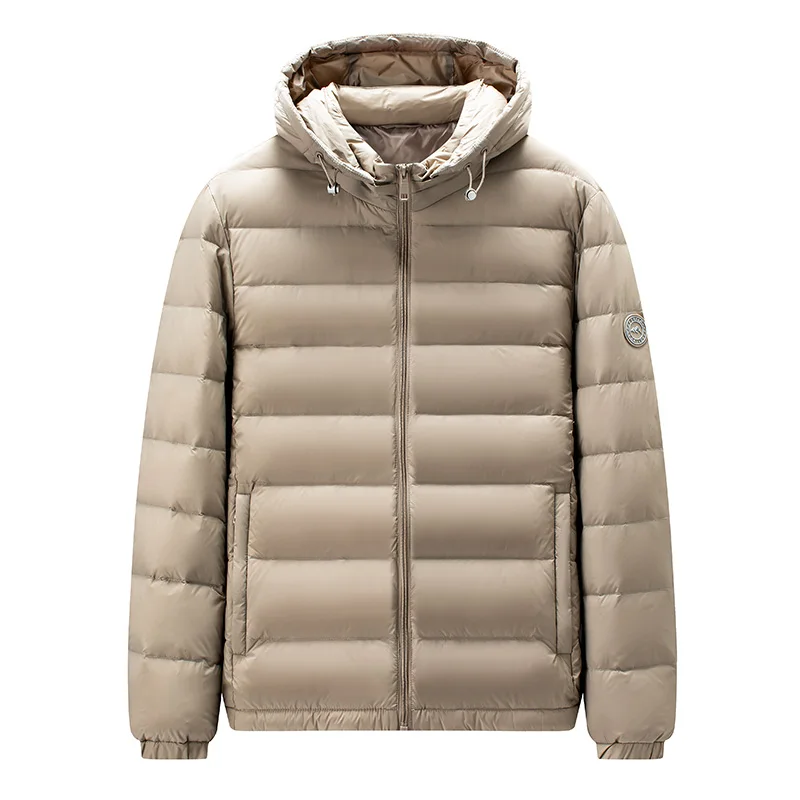 High-quality Autumn and Winter Duck Down Detachable, Hooded, Warm, Solid-Color, Versatile Down Jacket with 90% Down