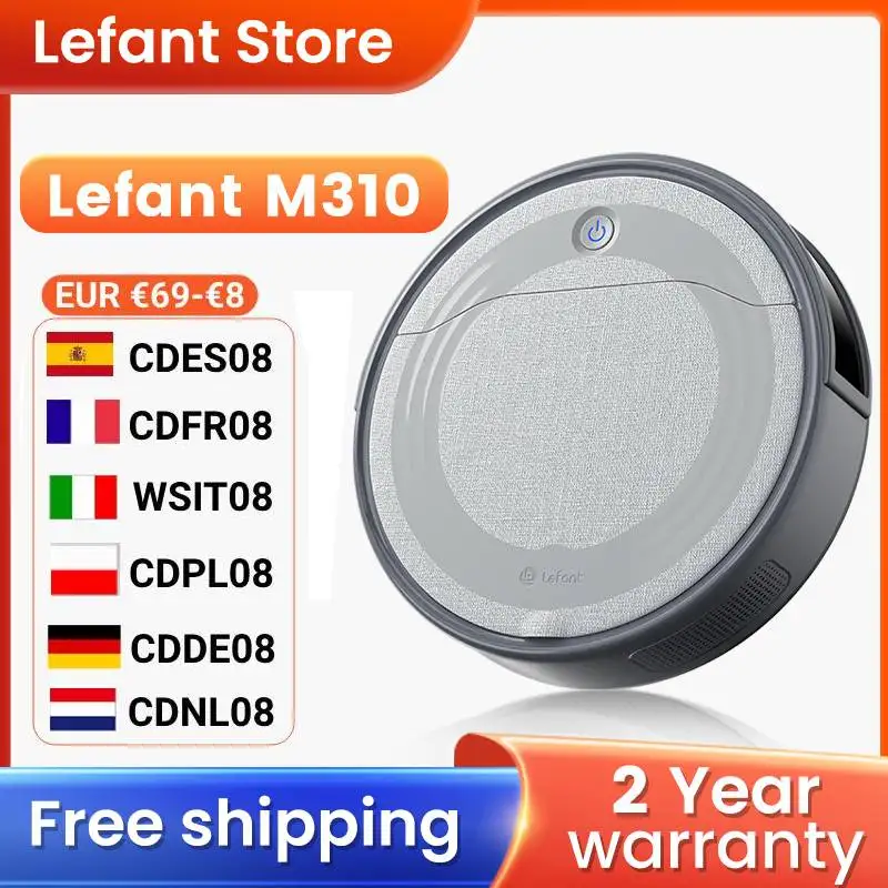 Lefant M310 Robot Vacuum Cleaner 4500PA Powerful Suction 180 Minutes,App/Alexa Control Ideal for Pet Hair and Hard Floors