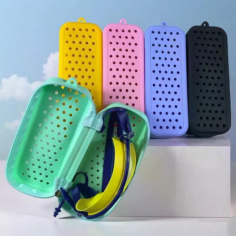 Durable Perforated Silicone Swim Goggle Case Breathable Portable Eyeglass Storage Bag Ideal Gift for Swimming Enthusiasts