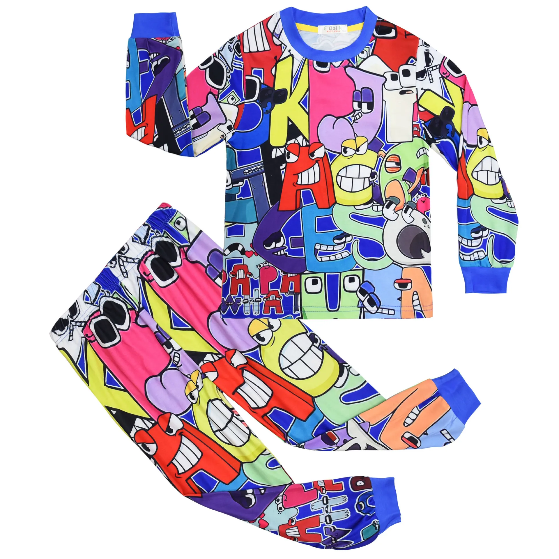 Alphabet Lore Children's Fashion Clothing Children's Casual and Comfortable Long-sleeved Home Clothes Set Children's Clothes