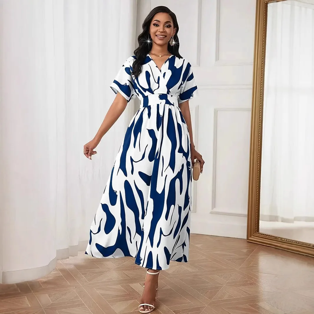 

2025 New Print Fashion Waist Women's Fashion Women's Dress