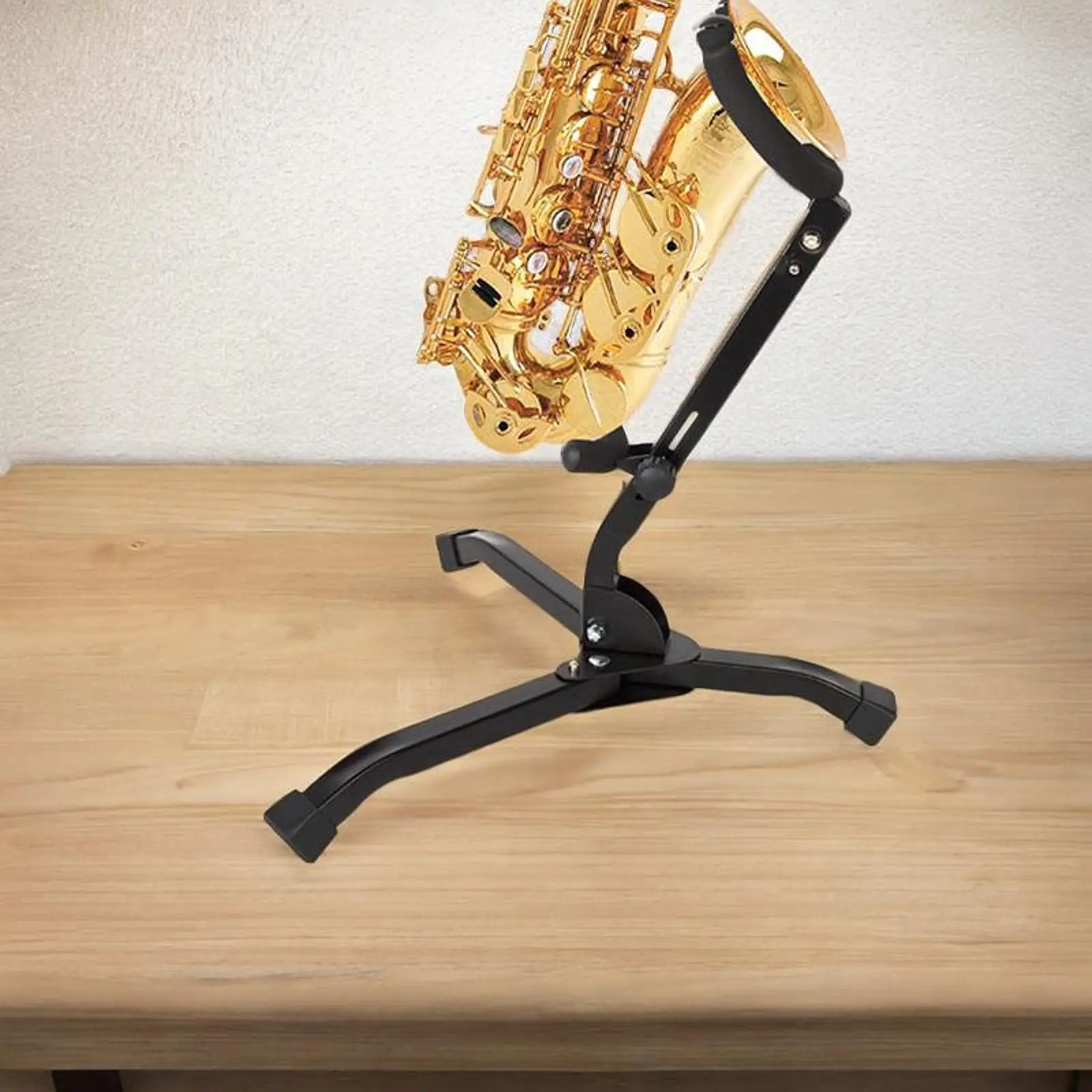 Foldable Saxophone Stand Professional with Triangle Base Portable Easy to Carry Foldable Holder Rack Adjustable Backrest Support