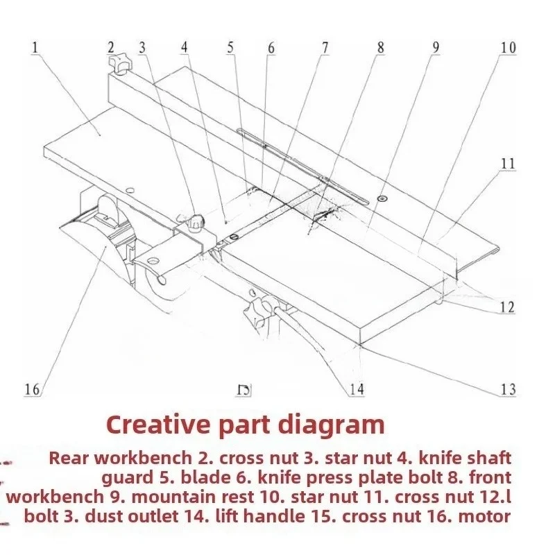 220V Woodworking Planer Multipurpose Machine Tools Electric Table Saw Chainsaw Desktop Planer Small  1.5KW