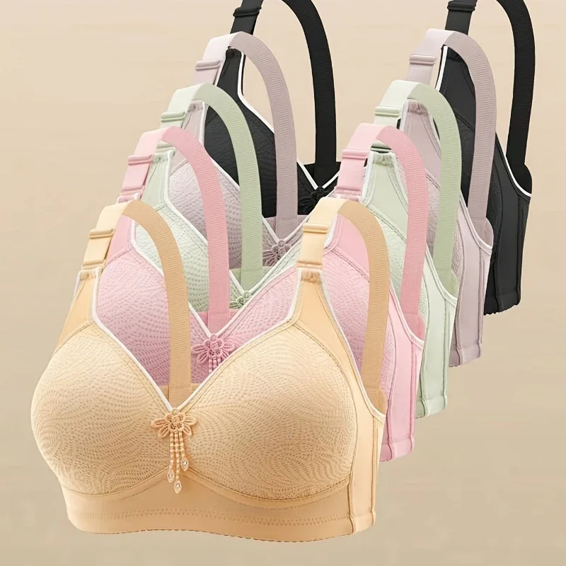 

Женское нижнее белье без косточек из 5 предметов: регулируемые бюстгальтеры пуш-ап с легкой подкладкой и принтом