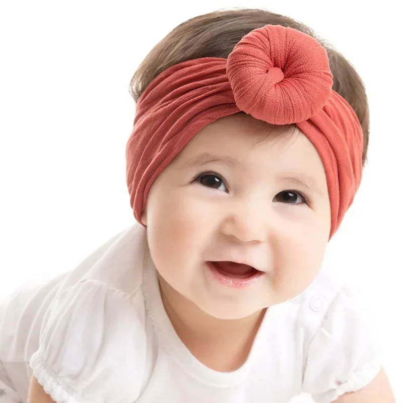 Vintage Nylon Donut Headband para Meninas, Baby Bow Turban, Kids Hairband, Headwear, Acessórios para Cabelo