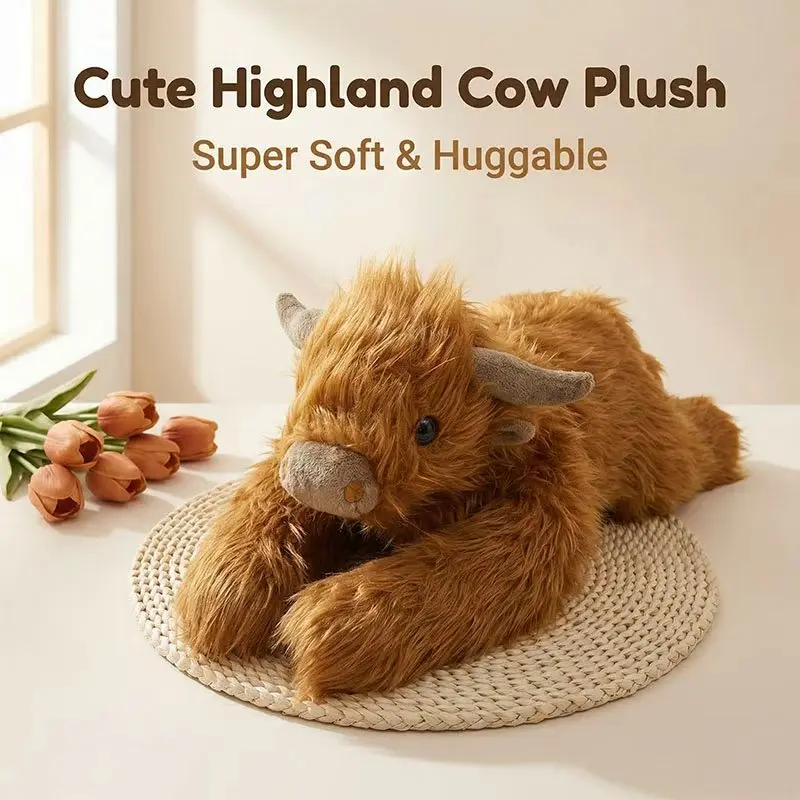 

Мягкая игрушка-подушка в виде высокогорной коровы с весом 1,0 кг, большая плюшевая игрушка-бычок для детей и взрослых, подарки на день рождения