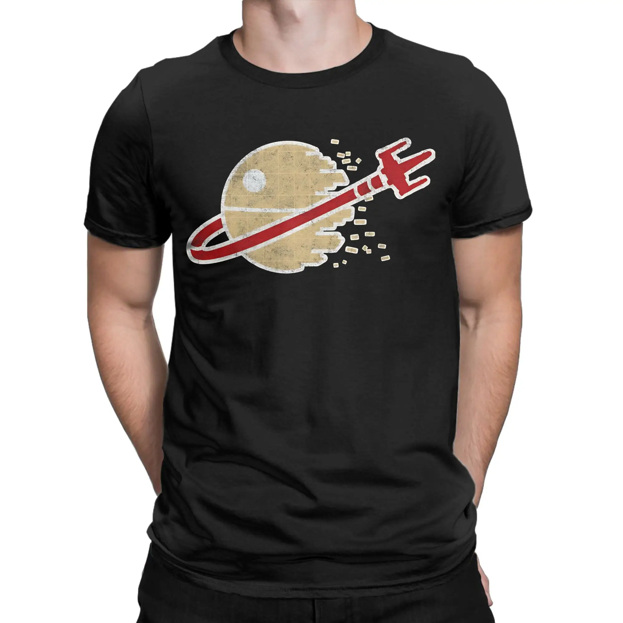 Classic Space Scene Distressed T-Shirt for Men Women  Casual 100% Cotton Tee Shirt Crewneck Short Sleeve T Shirt Summer Clothes