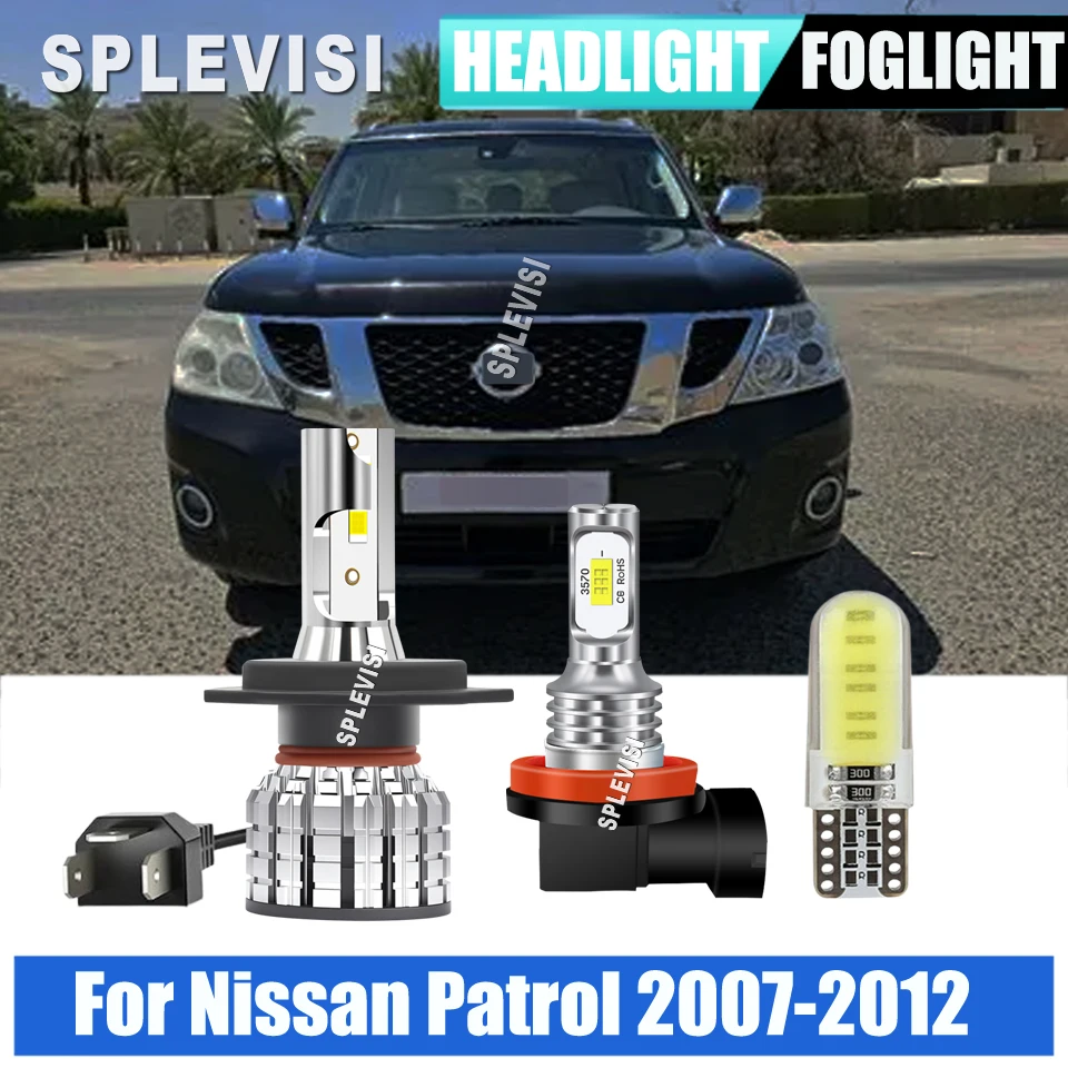 

12v White LED Headlight High Low Side Light Bulbs - Excellent Lighting Quality For Nissan Patrol 2007 2008 2009 2010 2011 2012