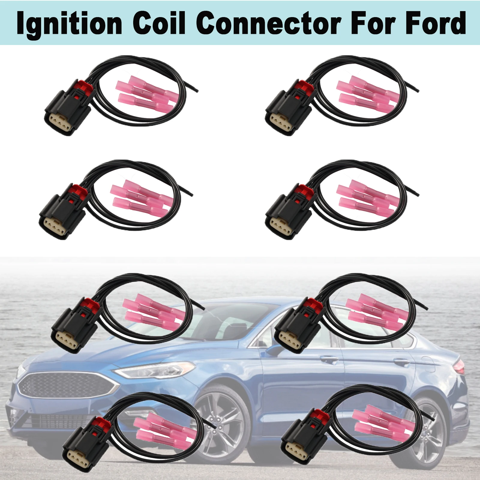 8X Ignition Coil Connector Plug Cable Wire For Ford Edge Explorer F-150 F-350 Fusion Police Transit-150 Lincoln MKX Lincoln MKZ