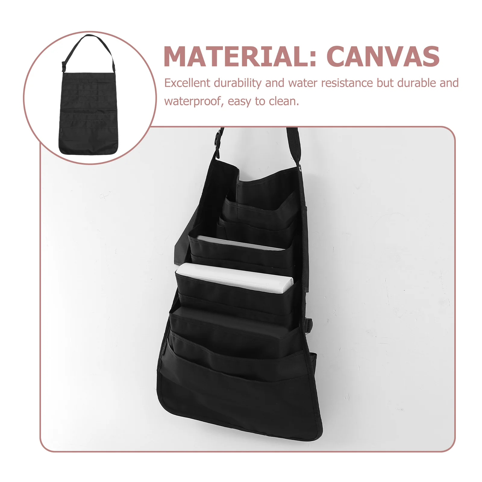 多機能吊り下げ収納バッグ デスクオーガナイザー キャンバスポケットブック収納バッグ 学生用 オフィス 教室 文房具 本用