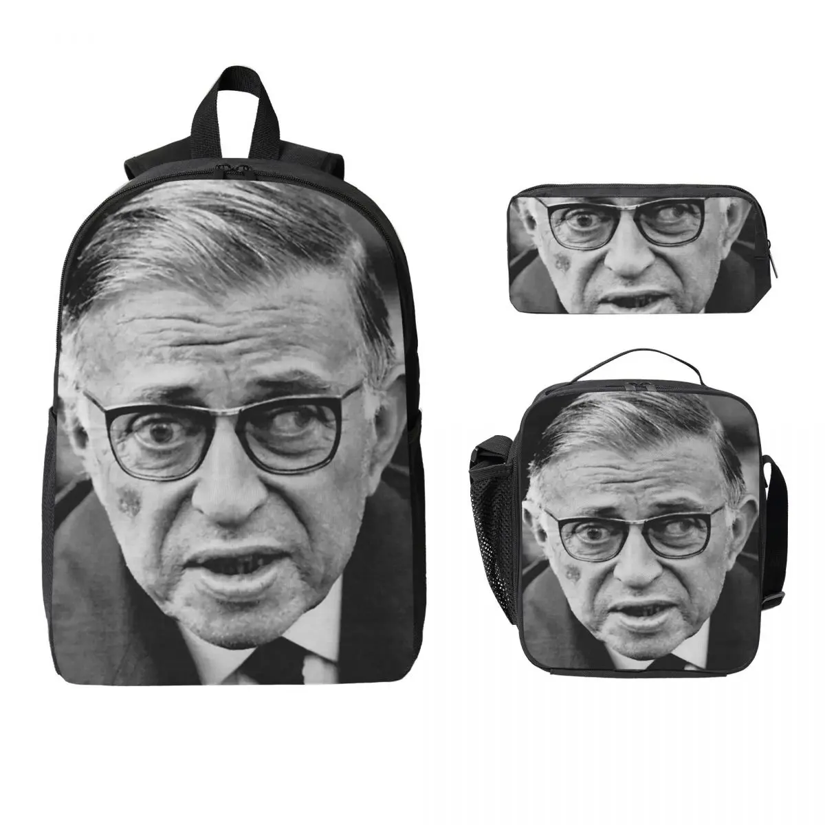 Jean-Paul Sartre Zaino Studente Ragazzi Ragazze BookBag Borsa da scuola Borse a tracolla per computer Borsa da pranzo isolata 3ps Astuccio