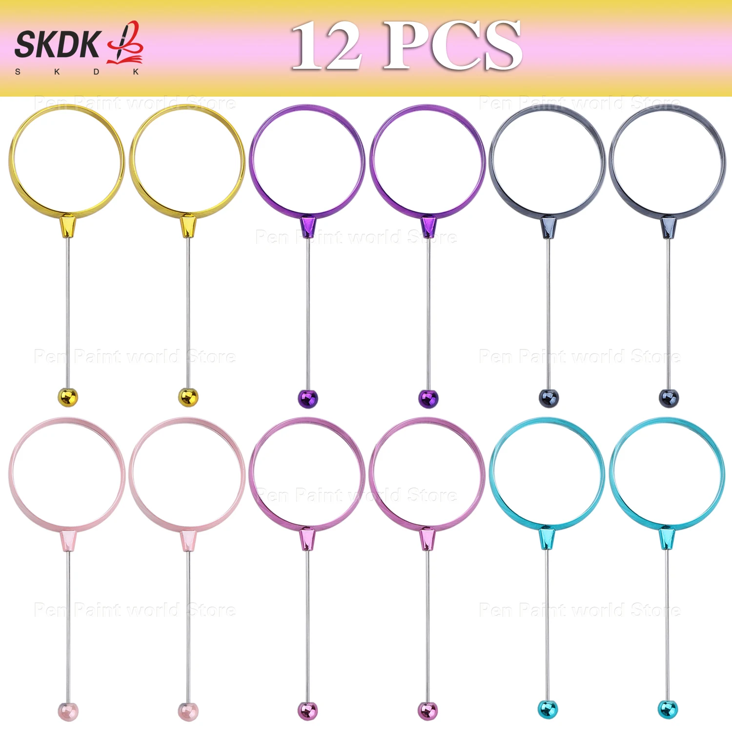 12Pcs DIY Beaded Magnifying Glass Bookmark – Educational Craft Piece Featuring Beads plus Pocket‑Size Magnifier