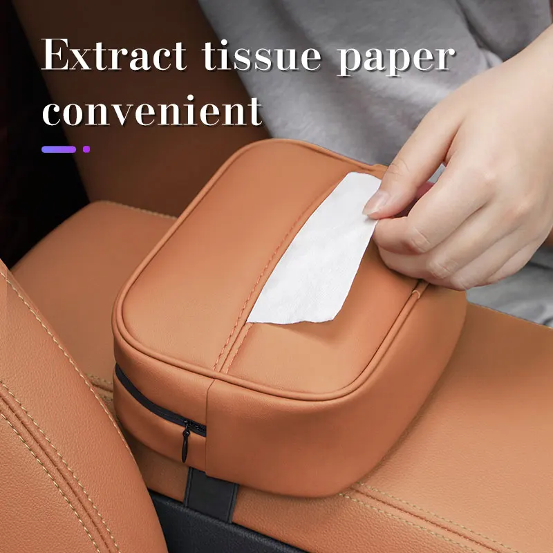 

Leather Car Tissue Box Protector Cover For Subaru Outback WRX Forester Impreza Legacy Levorg Seat Back Paper Storage Bag Accesso