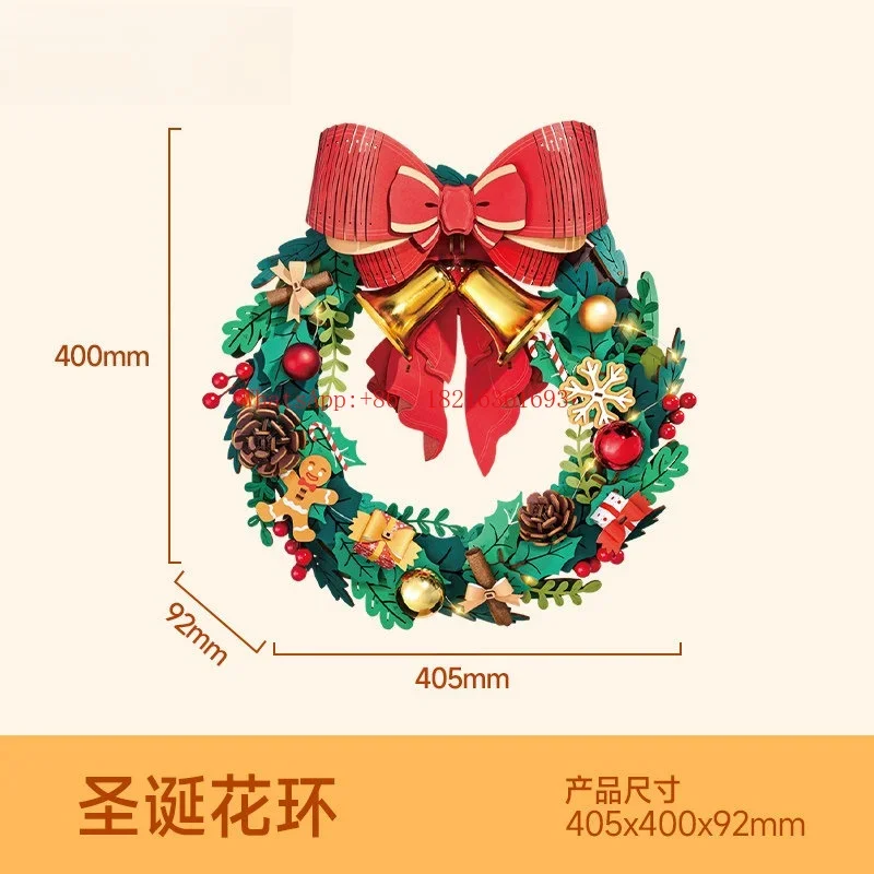 Limited Offer Christmas Wreath DIY Handmade Wooden 3d Assembly Creative Decoration Atmosphere Scene Pendant
