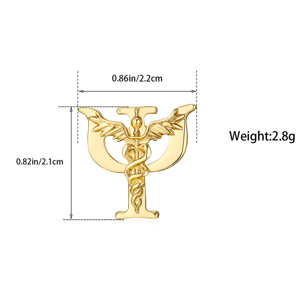 DCARZZ Psychology Psi Caduceus Brooch Medical Psychologist Pin Jewelry Backpack Lapel Badge for Doctor Nurse view 2