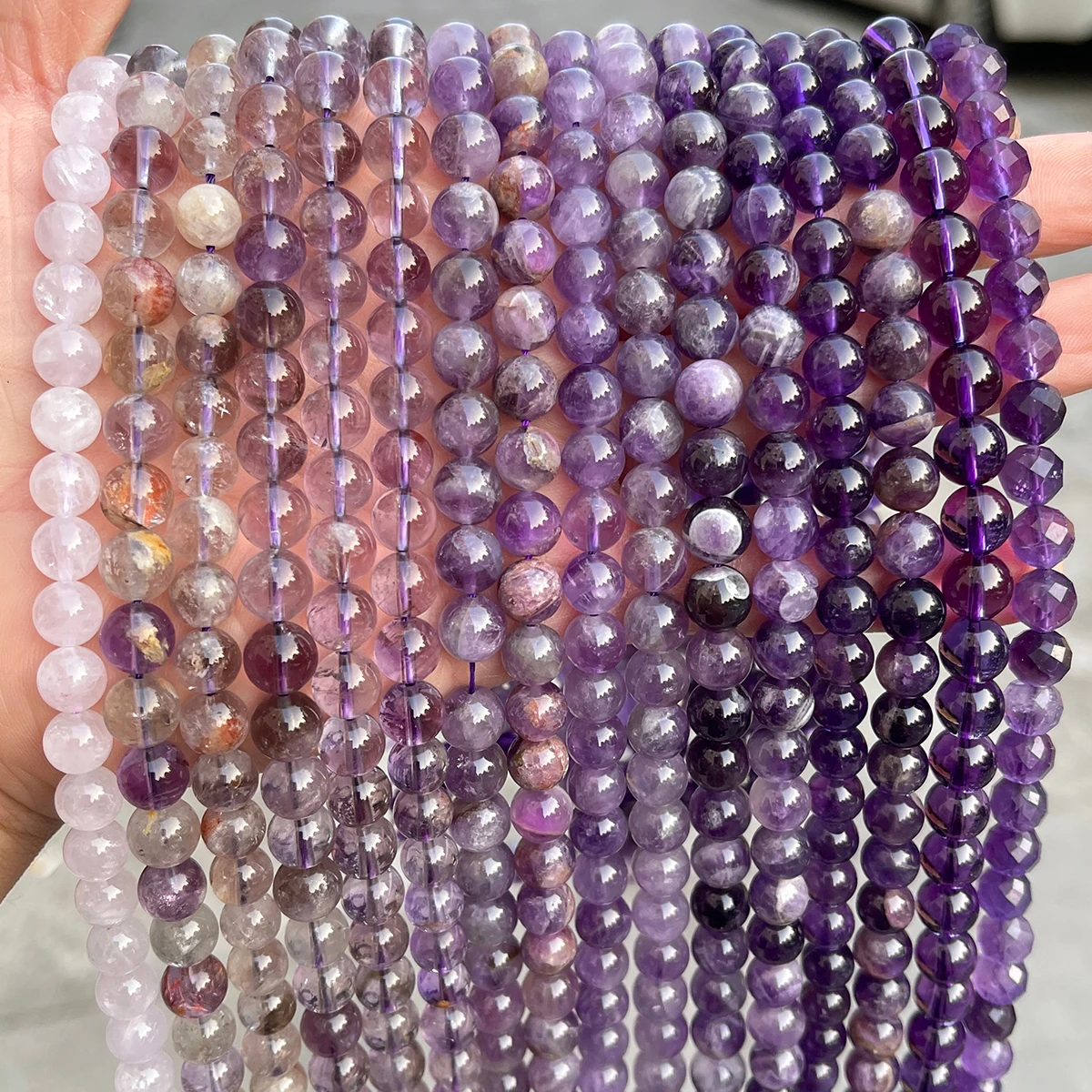 Natürliche lila Kristallperlen, Amethyst, lila Geisterquarz, lose Spacer für Schmuckherstellung, DIY-Armband, Halskette, Zubehör – Detail 4