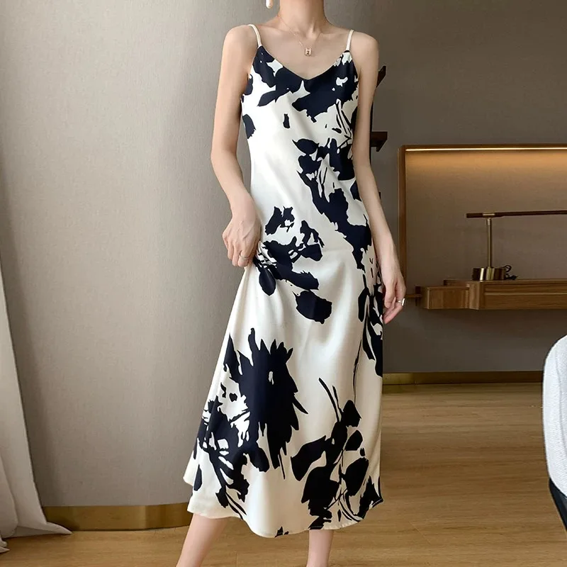 Seide Acetat Satin Wrap Dr V-Ne Sommer Neue Sle frauen Dr Casual Lose Strap Lange Dr Vielseitig einteilig Dr