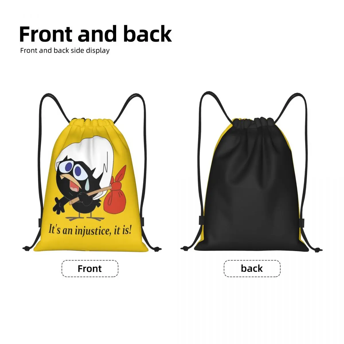 Calimero Comic Drawstring Backpack Sports Gym Bag for Women Men Cute Black Chicken Cartoon Shopping Sackpack