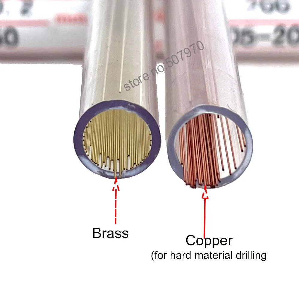 EDM Brass Drilling Electrode Tube OD0.2*200mm Copper Single Hole 50 Piece Die Hole for EDM Drilling Machine