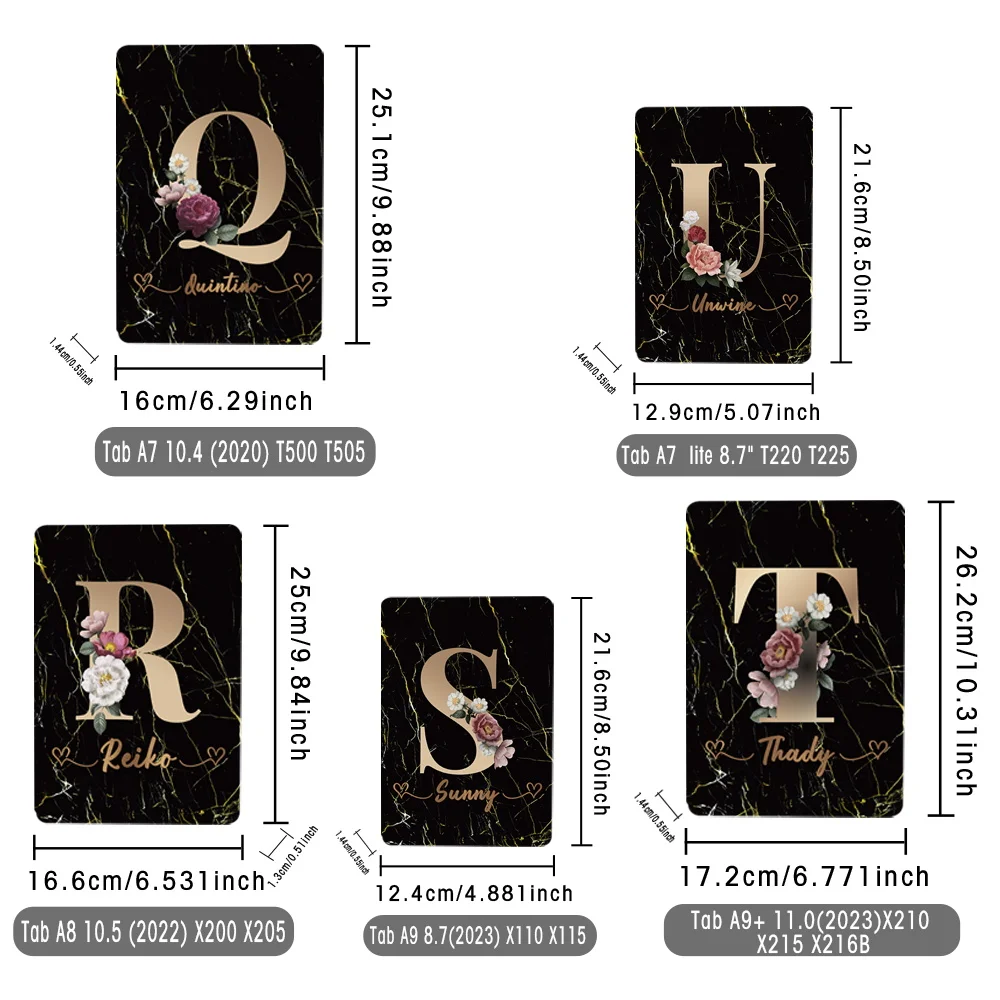 Custom Name Tablet Stand Case for Samsung Galaxy Tab A Series (A7 A8 A9 A9+11), Fold PU Leather Cover Fashion Protective Shell