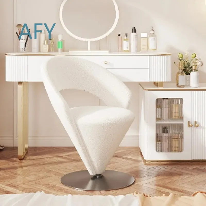 Italian Velvet Swivel Vanity Stool for Dressing Table Makeup Chair for Nail Art Salon Rotating Beauty Seat for Balcony