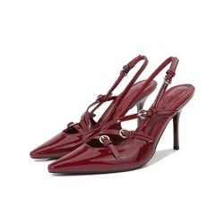 Sandalias de tacón alto con correa para mujer, tacones de aguja versátiles, primavera y verano, novedad