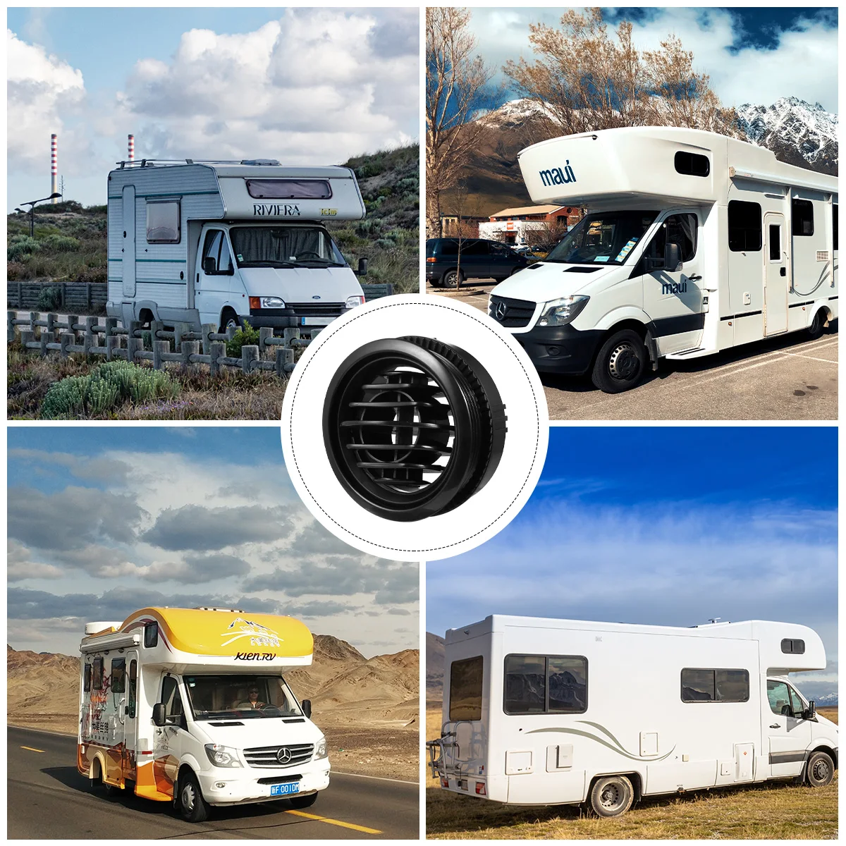 

RV Bus Air Conditioner Outlet Vent Round Abs Durable Universal Parts for Caravan Electric Ventilation Repair Accessories