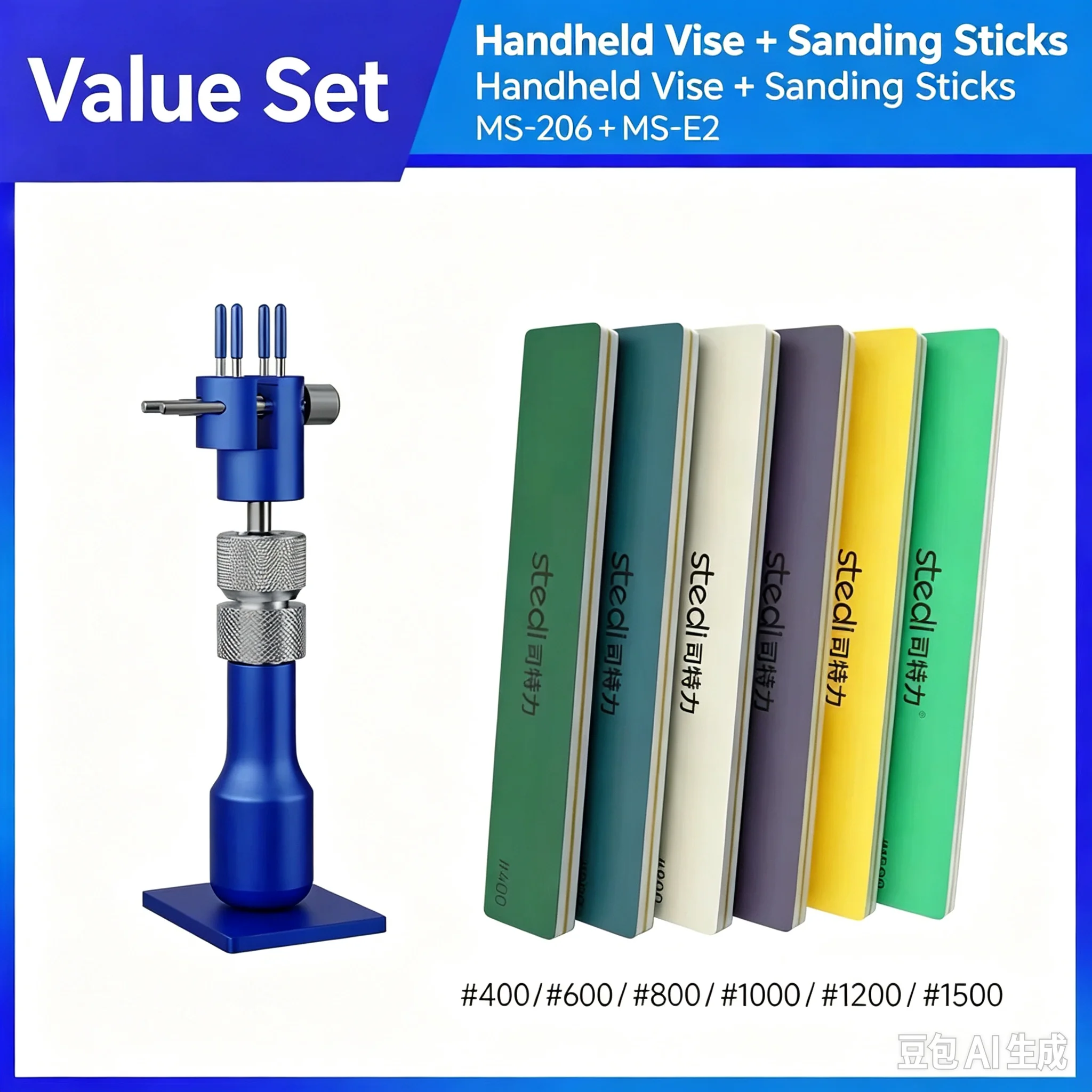 Stedi MS-206Y Handheld Vise Talbe  Adaptor for Model Building Hobby Sanding Paper DIY Tool