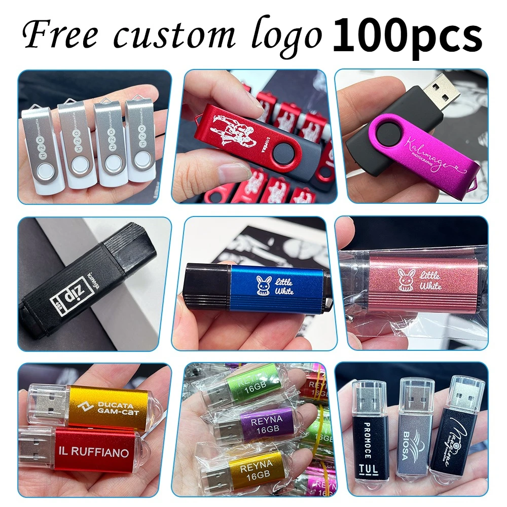 

100 Pcs/Lot USB 2.0 Laser logo Flash Drive Pendrive 1GB 2GB 4GB Pen Drive 8GB 16GB Memory Stick 32GB Custom USB Stick 64GB Flash