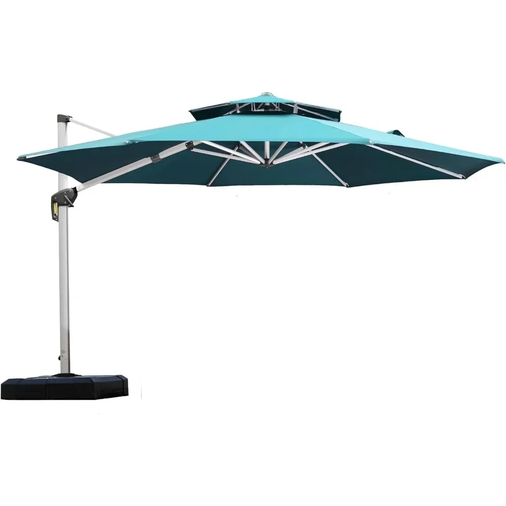 

Double Top Round Deluxe Patio Umbrella Offset Hanging Umbrella Outdoor Market Umbrella