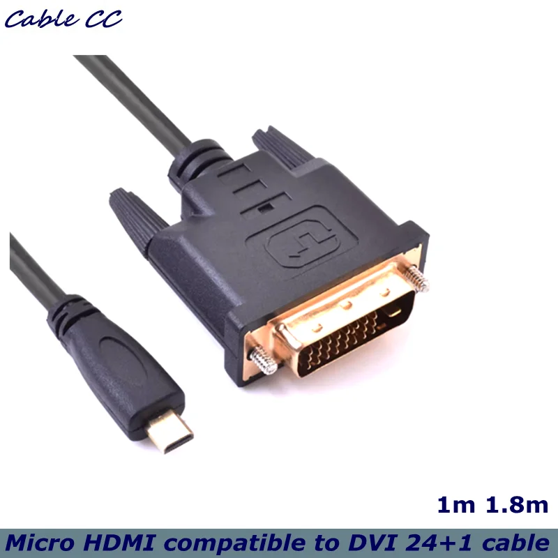 Cable Micro HDMI Compatible con DVI, fuerte resistencia a la abrasión, Cable DVI-D de 24 + 1 pines, para cámara de TV de pantalla plana de PC - imagen 4