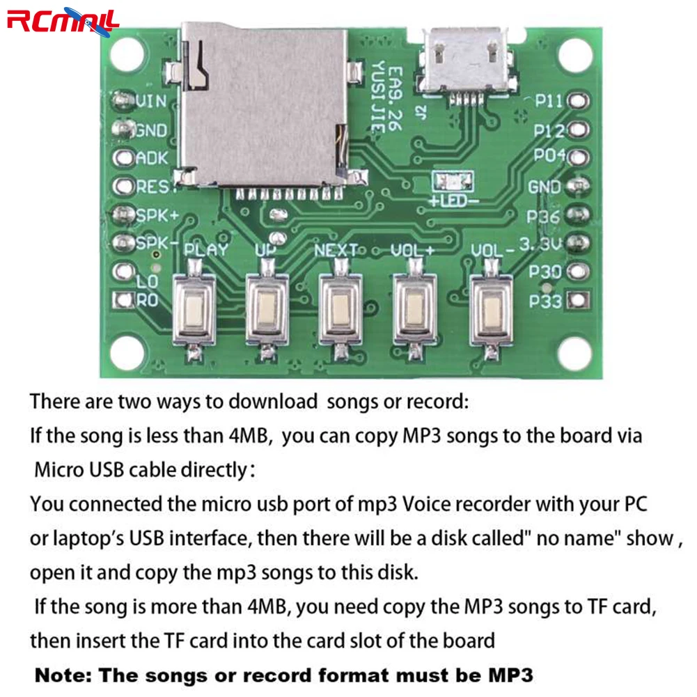 Sound Recording Module MP3 Music Voice Playback Kit with PIR Infrared Sensor Support USB Download TF Card for DIY Shop Welcomer