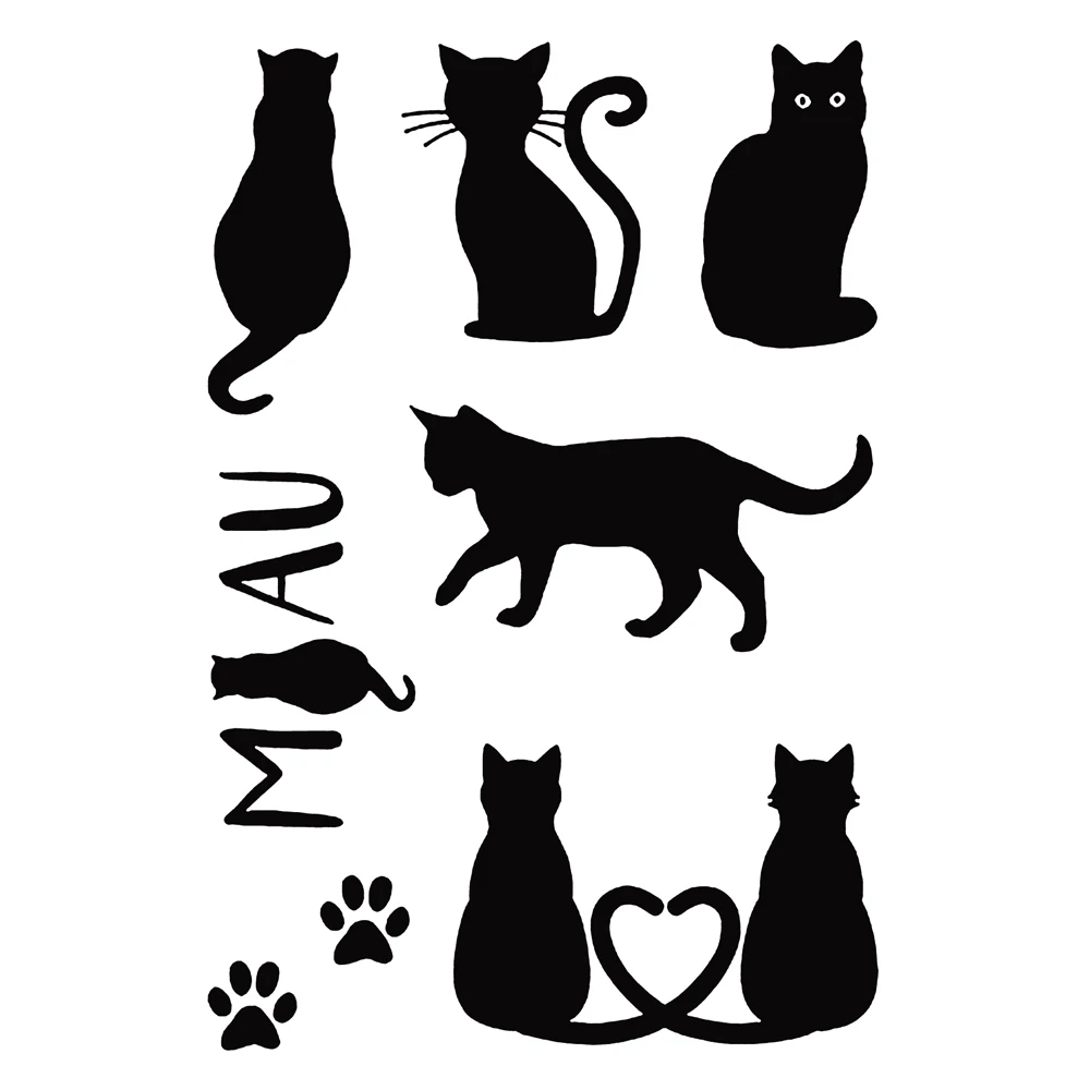 

Transparent Clear Silicone Stamp, Black Cat Seal for DIY Scrapbooking, Photo Album Decorative Seal