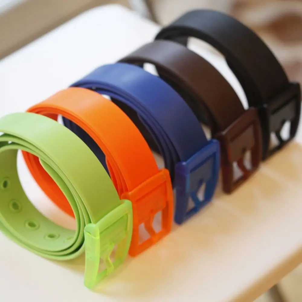 

Color Waist Belt Strap Smooth Buckle Plastic Buckle Silicone Rubber Leather Belt Casual Belts Waistband Belts Silicone Belt