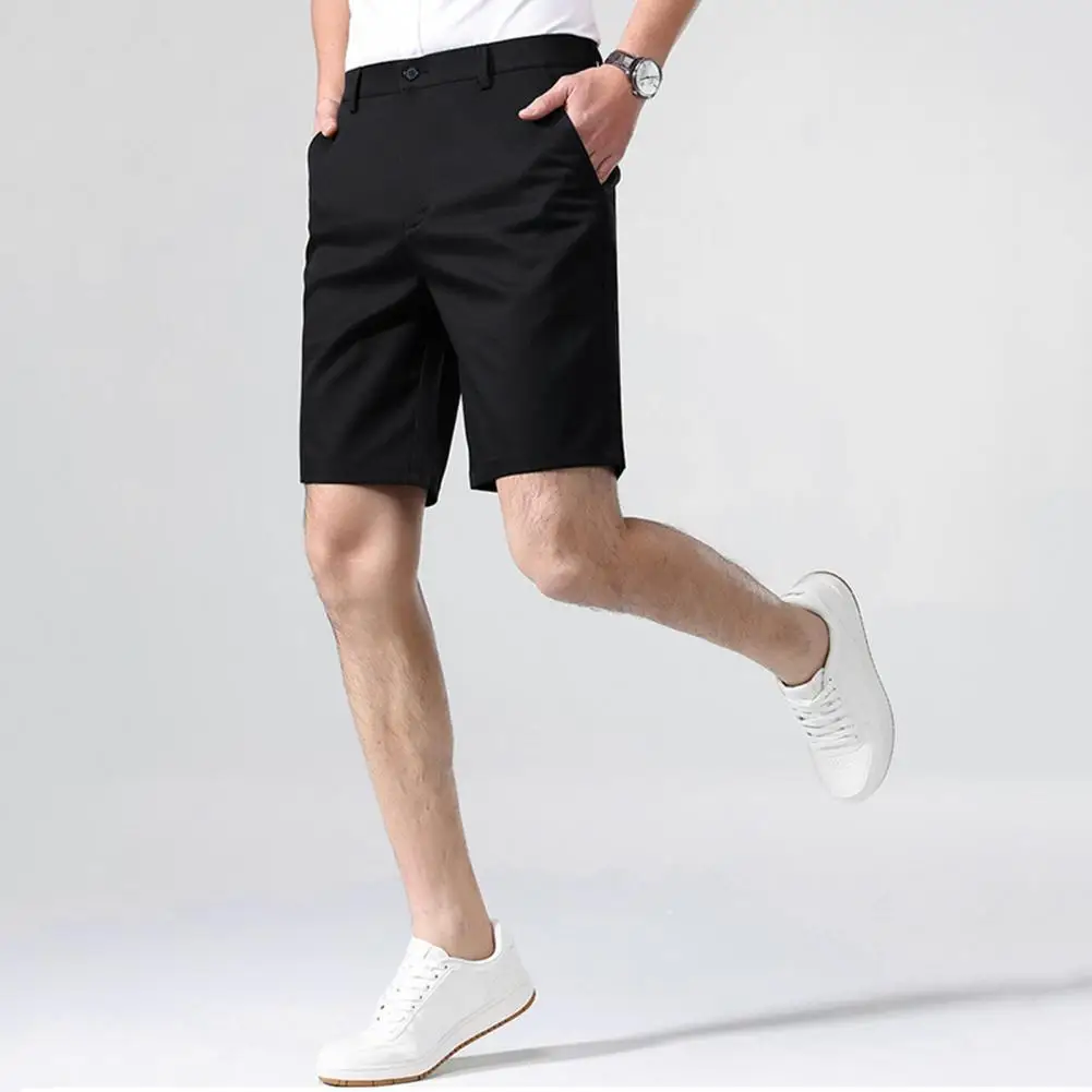 Pantaloncini da uomo Regular Fit pantaloncini Casual da uomo in tinta unita con tasche elastico in vita tessuto traspirante per abbigliamento quotidiano da Golf