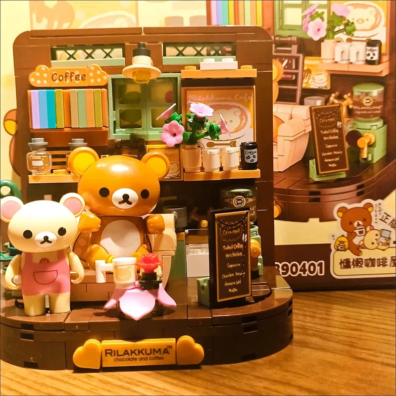 Rilakkuma Series Cartoon Creative Ornament Diy Assemble Bear Model Toys Creative Car City Kitchen Bedroom Model Collectibles Toy