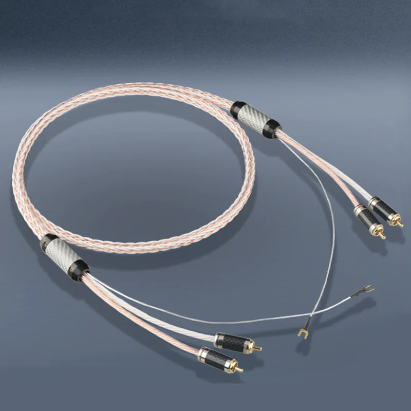 

8TC 16-core single crystal copper HiFi Audio RCA Tonearm Cable with Ground Wire for LP Vinyl Record Turntable Phonograph