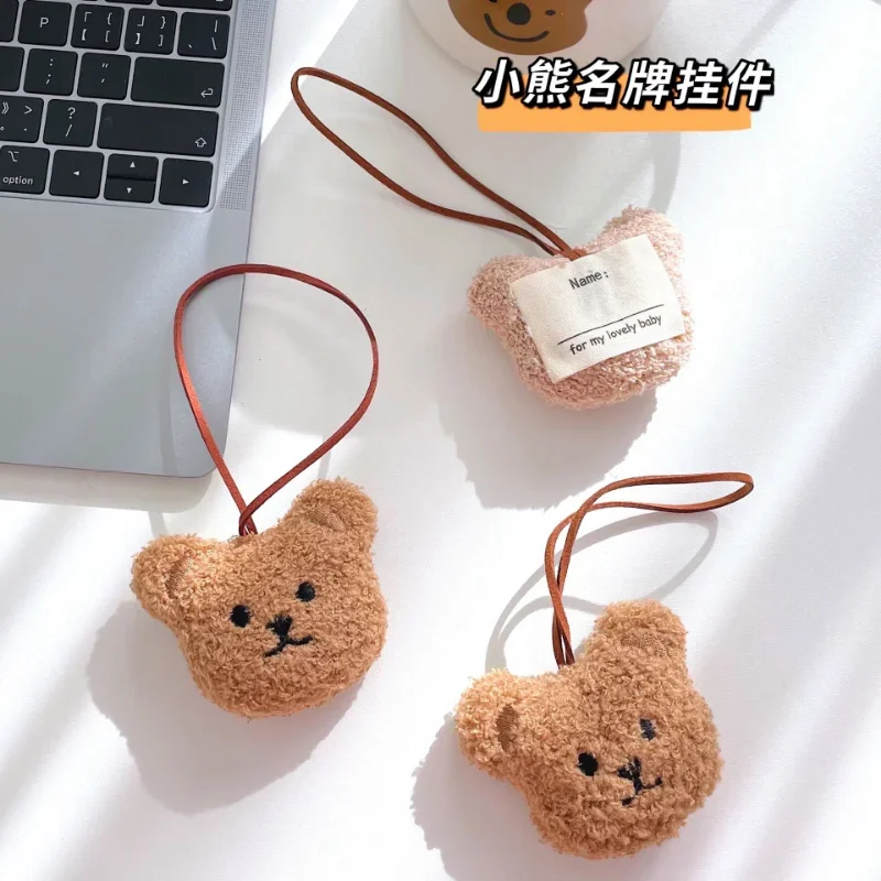 2szt Cute Cartoon Bear Name Pendant Plush Decoration Kindergarten Name Tag Children's Name Tag Pendant Kawaii Keychain PP Cotton