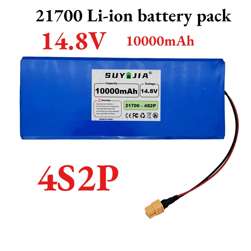 4S2P 14.8V 10000mAh 21700 Lithium Ion Battery Pack,  Rechargeable Li-ion Battery for DIY Power Tools