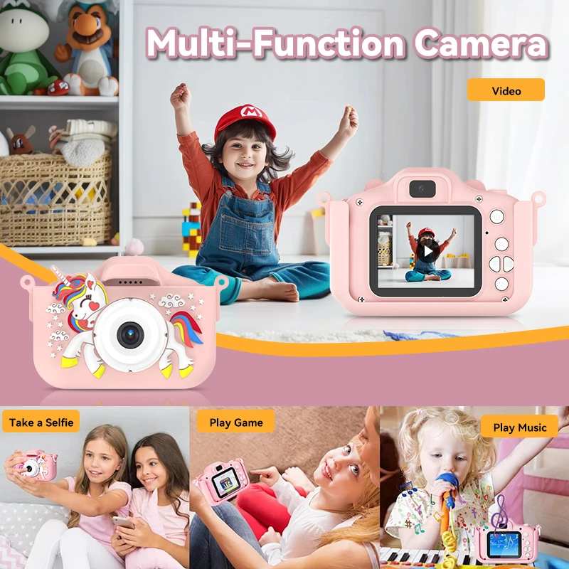 Summer Children Camera 1080P HD Toddler Digital Video Camera 2.0-inch Kids Camera with Silicone Cases Toys for Christmas Gifts