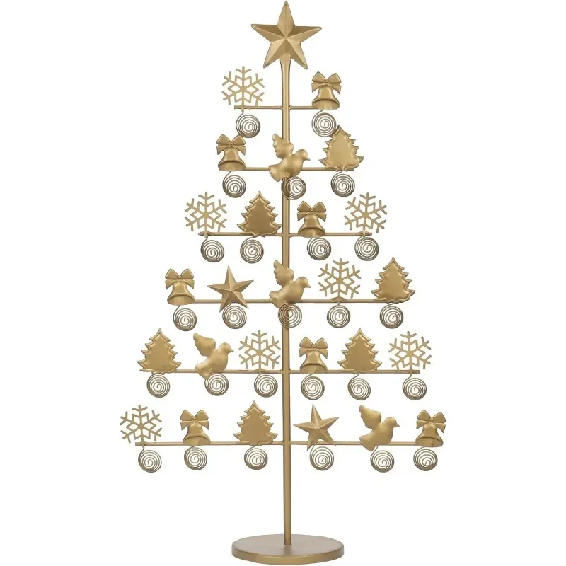 Metal Christmas Tree Card Holder Handmade Photo Stand Xmas Decoration Ornament for Holiday Scene Arrangement Display