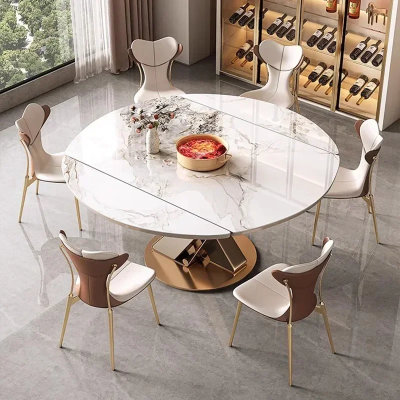Premium Multi Functional Folding Dining Tables Set Retractable Round Restaurant 4 Chair Dining Tables Circular Table