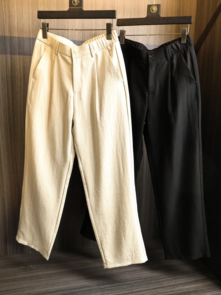 

Удобные мужские повседневные брюки из льняной смеси для весны и лета, прямого кроя, дышащие, легкие, приятные для кожи, модные, в городском стиле