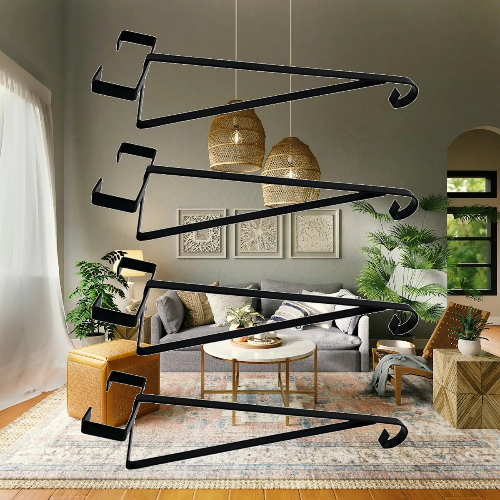 4 Pieces Hanging Basket Bracket Easy to Install Fence Post Hanger No-Tool Hanging Basket Hook for Gardeners, Garden, Patio, Yard