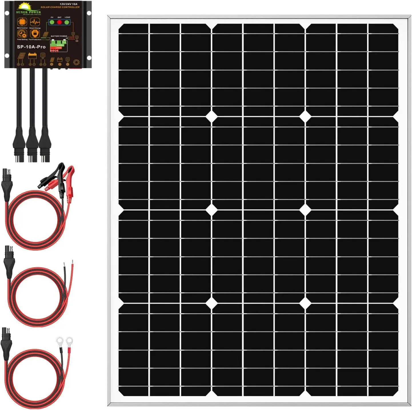 12V Solar PanelKit 50W,HighEfficiency 50Watt Solar Panel+Waterproof10A Charge Controller,Solar Battery TrickleCharger Maintainer