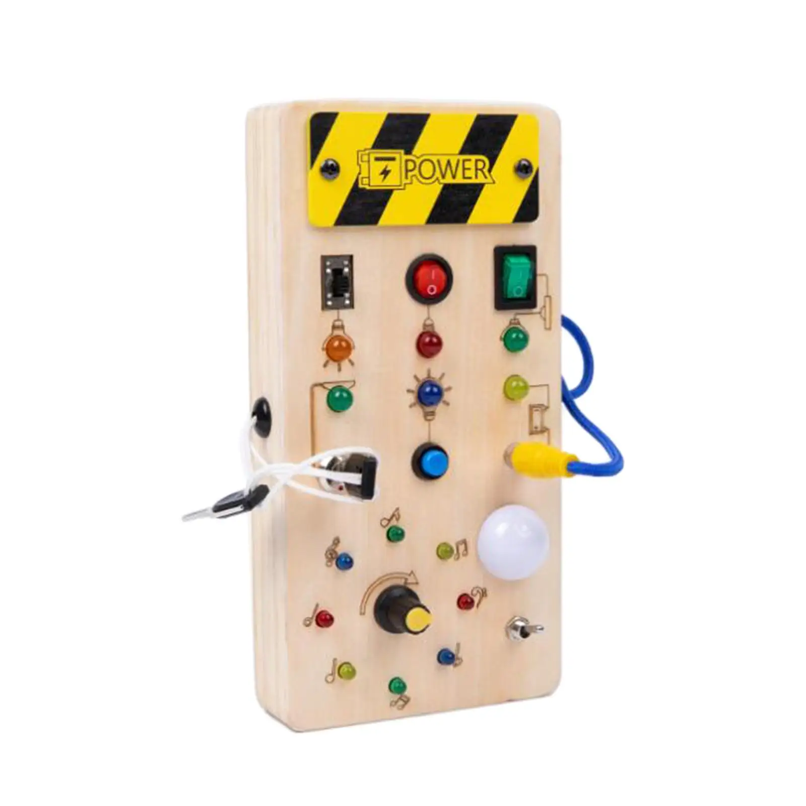 LED Wooden Sensory Board Toddlers Learning Cognitive LED Montessori Busy Board for Toddlers Boys Kids Children Preschool