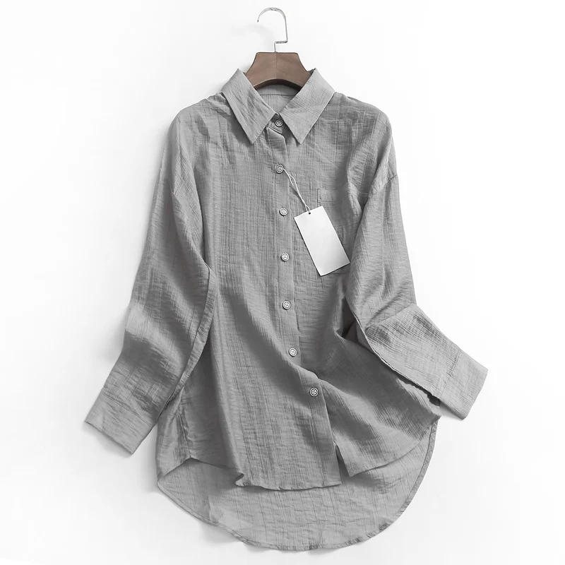 

Loose Long Sleeve Pure Color Collar Women's Shirt Autumn New Style Outerwear Versatile Korean Version A957