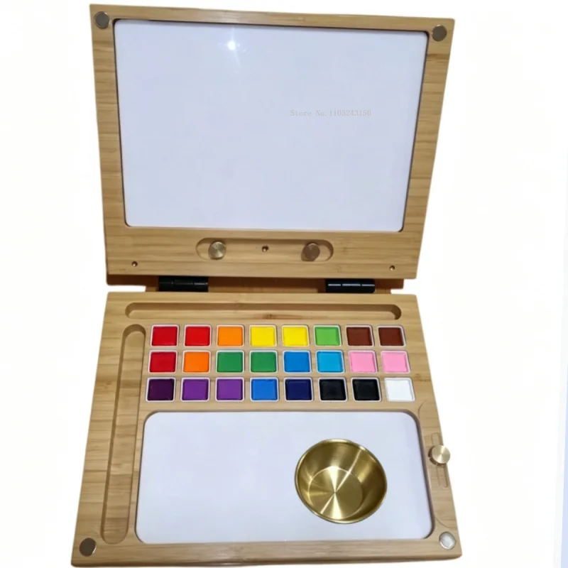 natural-wood-palette-primary-watercolor-paints-painting-box-set-artists-students-painting-creation-outdoor-sketching-portable