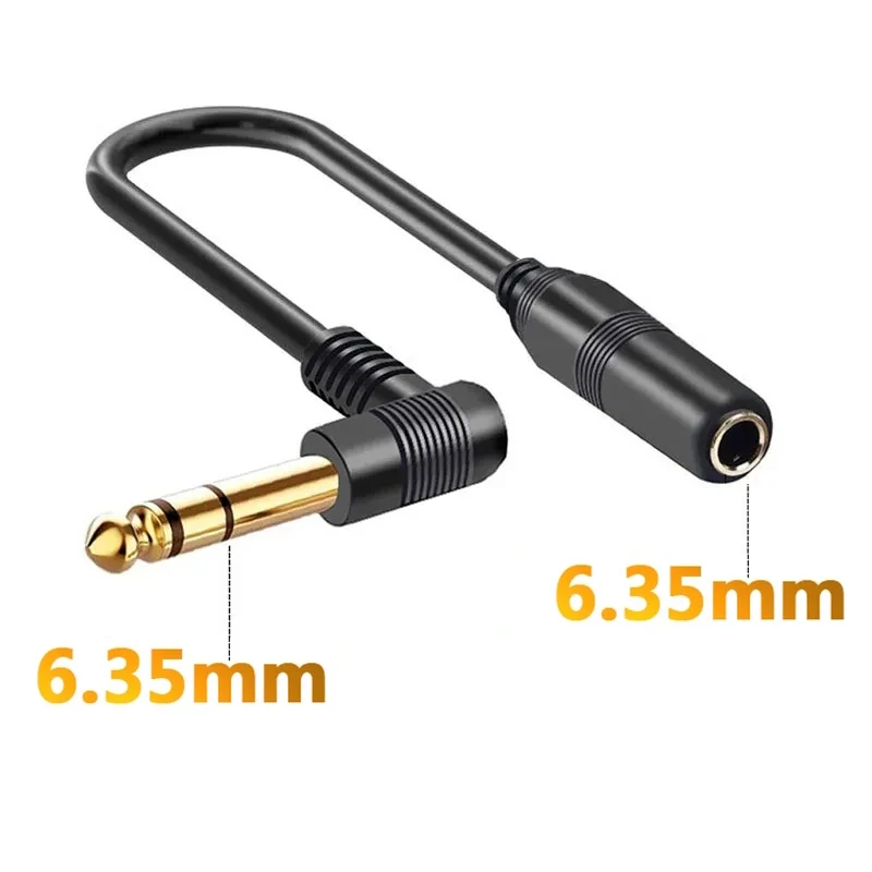 90 Degree Right Angle 6.35mm TS Mono Jack 1/4 Inch TRS Stereo Cable Male To Female Audio Extension Cord For Guitar Bass Mixer