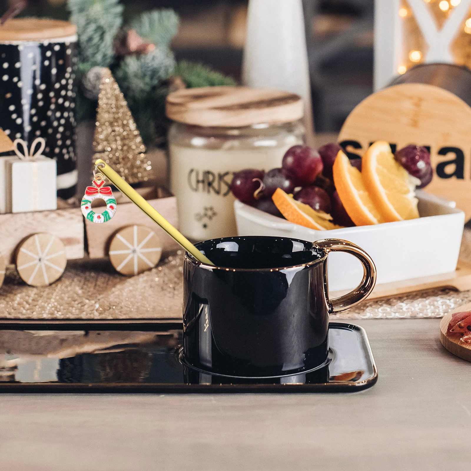 

6pcs Christmas Coffee Spoon Mirror Polished Stainless Steel Mixing Scoop Stirring Spoons For Holiday Gift Cup Tea Kitchen Tool